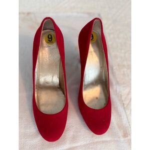 FRANCO SARTO Womens Size 9 Red Suede-Like Stiletto Heels Pumps Classic